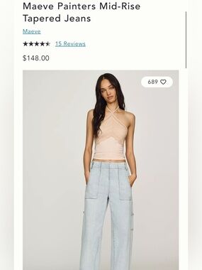 Anthropologie Maeve Light Wash Denim Painter Pants